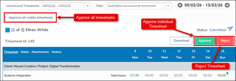 Timesheet Portal: User guide